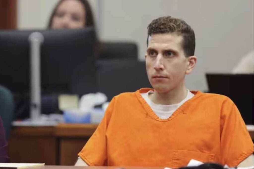 Bryan Kohberger in orange prison jumpsuit during sentencing hearing for Idaho student murders, July 2025