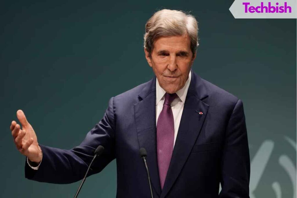 John Kerry speaking during an interview about U.S. immigration policy