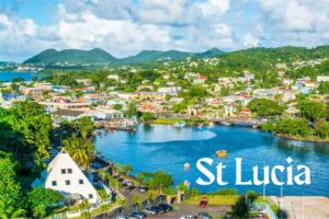 A panoramic view of Castries, St Lucia in 2025, highlighting safe tourist areas, scenic landscapes, and vibrant communities ideal for expats, families, and travelers exploring the Caribbean island.