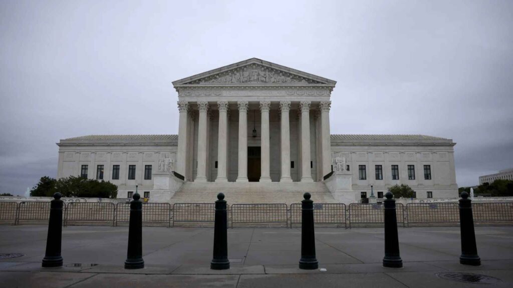 Supreme Court building in Washington during pivotal Voting Rights Act case