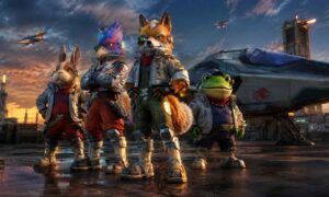 Star Fox 64 Remake cinematic artwork showing Fox McCloud-inspired team in a high-detail sci-fi battle scene, showcasing the Star Fox 64 Remake visual overhaul and futuristic space combat theme